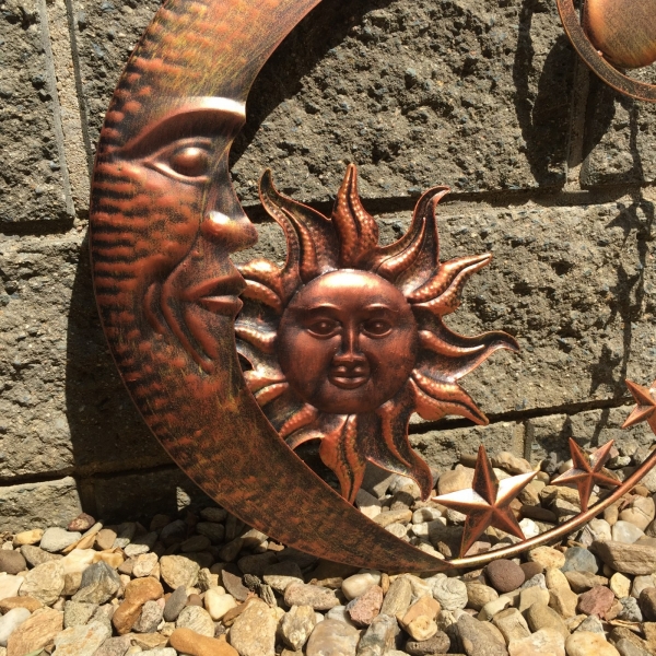 Kovová nástěnná dekorace slunce měsíc 51cm