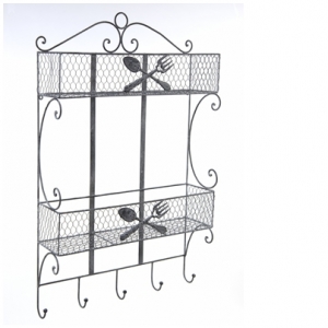 Kovová police do kuchyně - motiv příbory 80cm