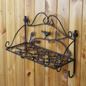 Kovová police s ptáčkem 5 háčků 38cm