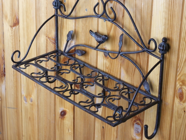 Kovová police s ptáčkem 5 háčků 38cm