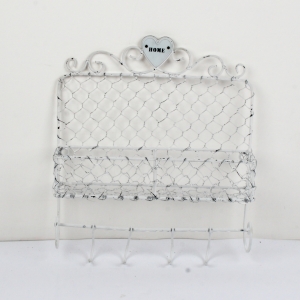 Kovová polička s háčky HOME 35,5x43cm