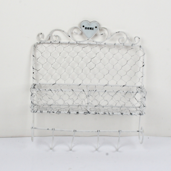 Kovová polička s háčky HOME 35,5x43cm