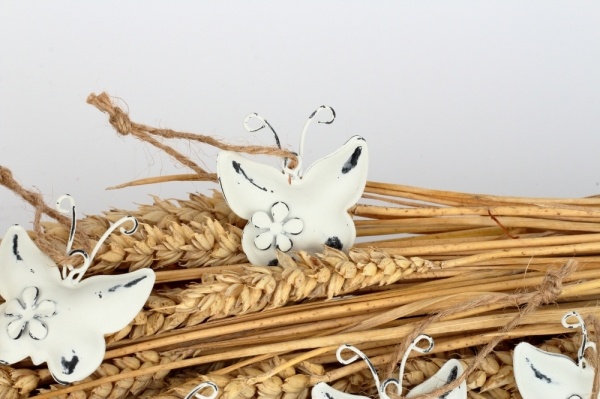 Kovová závěsná dekorace motýl 6ks 4,5×4,5×1,3cm