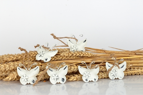 Kovová závěsná dekorace motýl 6ks 4,5×4,5×1,3cm