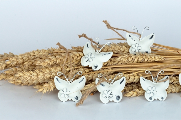 Kovová závěsná dekorace motýl 6ks 4,5×4,5×1,3cm