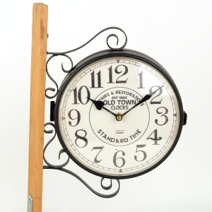 Kovové hodiny oboustranné Old town 27,5×34×7cm