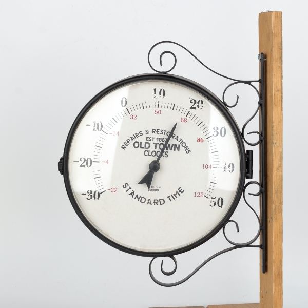 Kovové hodiny oboustranné Old town 27,5×34×7cm