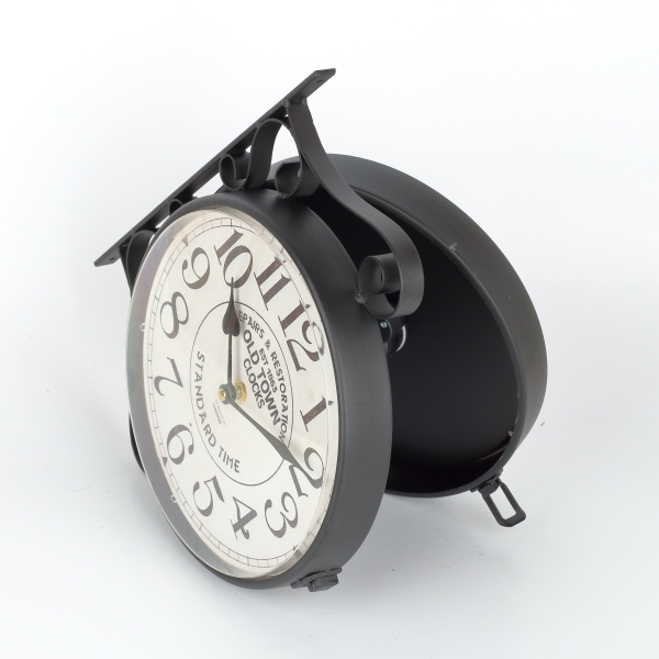 Kovové hodiny oboustranné Old town 27,5×34×7cm