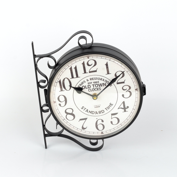 Kovové hodiny oboustranné Old town 27,5×34×7cm