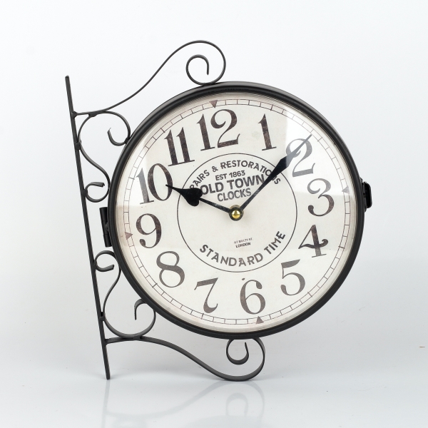Kovové hodiny oboustranné Old town 27,5×34×7cm