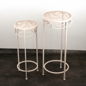 Kovové odkládací stolky bílé 2ks 30x70/25x60 cm