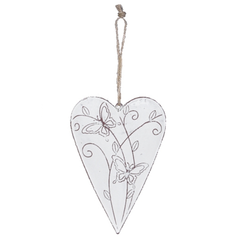 Kovové závěsné srdce Jarní probuzení - motýl malé