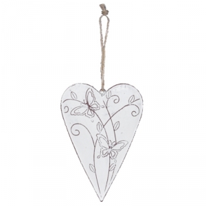 Kovové závěsné srdce Jarní probuzení - motýl malé