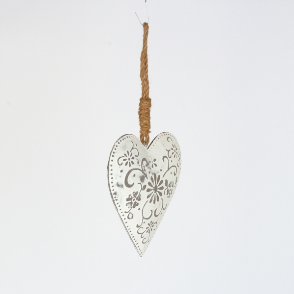Kovové závěsné srdce s motivem květin 13×22×3cm