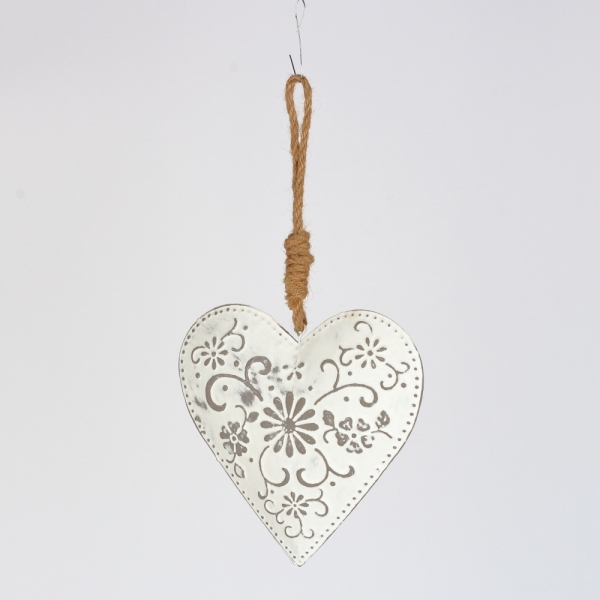 Kovové závěsné srdce s motivem květin 13×22×3cm