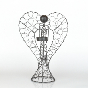 Kovový anděl svícen 26cm