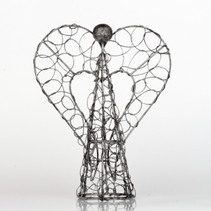 Kovový anděl svícen na čajovou svíčku 26cm