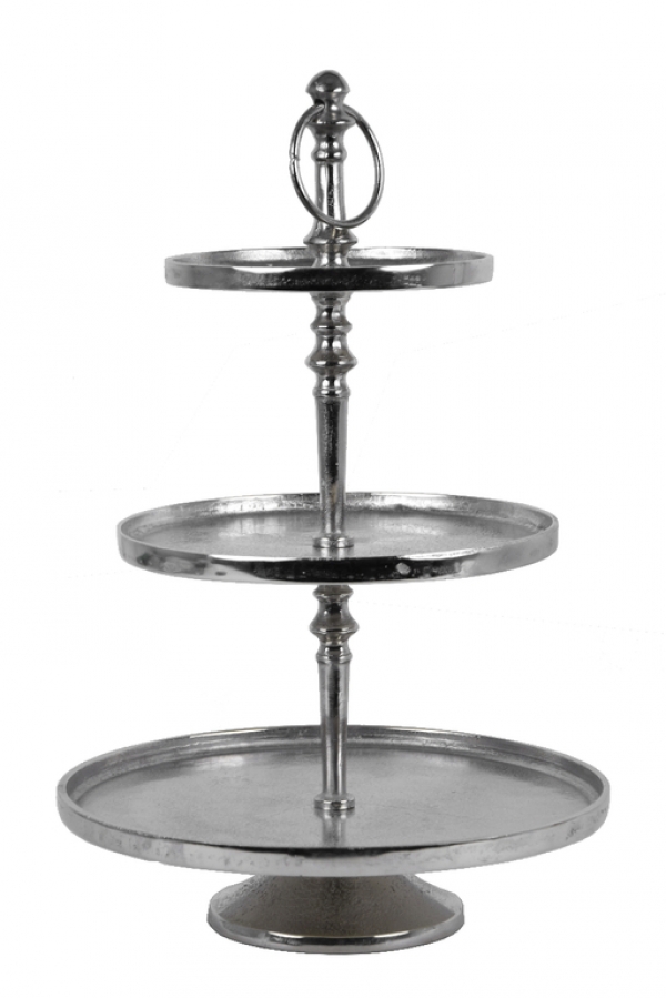 Kovový etažér třípatrový stříbrný cm 33x49