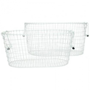 Kovový košík bílý sada 2ks 45x29x22cm