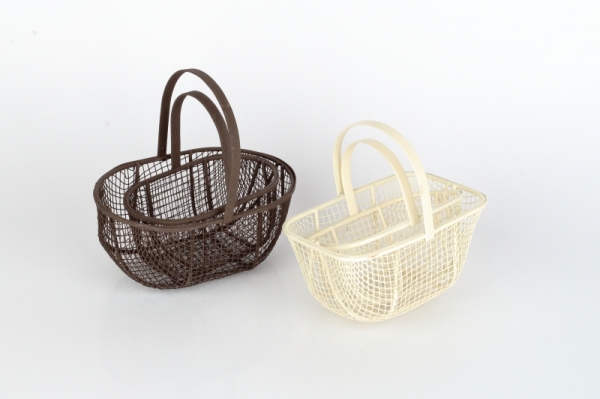 Kovový košík retro bílý (set 2ks) 11,2/14cm