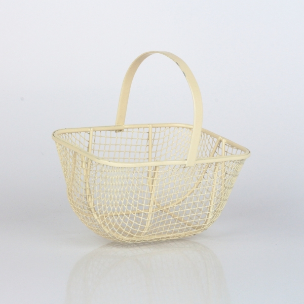 Kovový košík retro bílý (set 2ks) 11,2/14cm