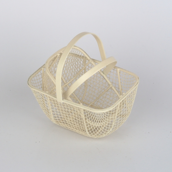 Kovový košík retro bílý (set 2ks) 11,2/14cm