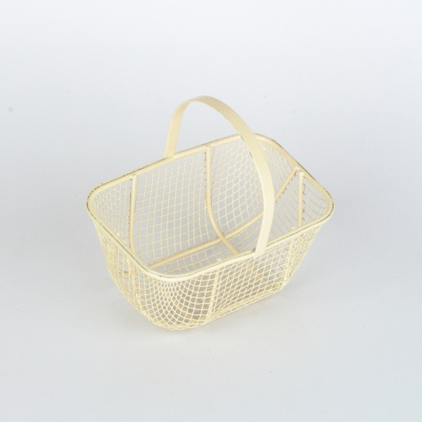 Kovový košík retro bílý (set 2ks) 11,2/14cm