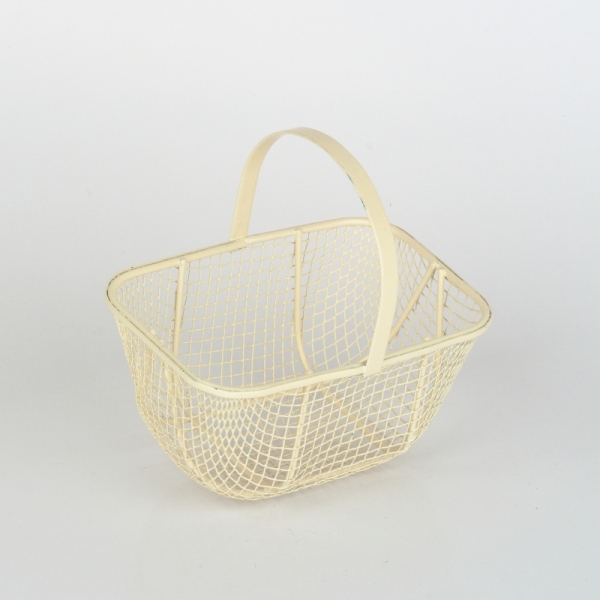 Kovový košík retro bílý (set 2ks) 11,2/14cm