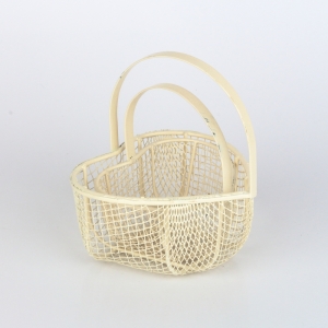 Kovový košík retro bílý srdce (set 2ks)