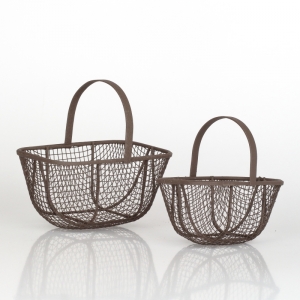 Kovový košík retro hnědý (set 2ks) 10,5/13cm 