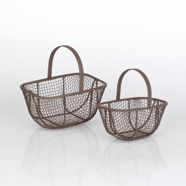 Kovový košík retro hnědý (set 2ks) 10,5/13cm 