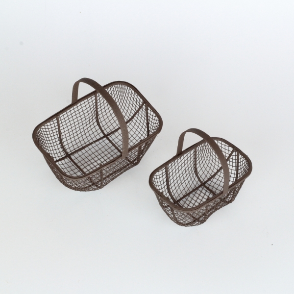 Kovový košík retro hnědý (set 2ks) 10,5/13cm 