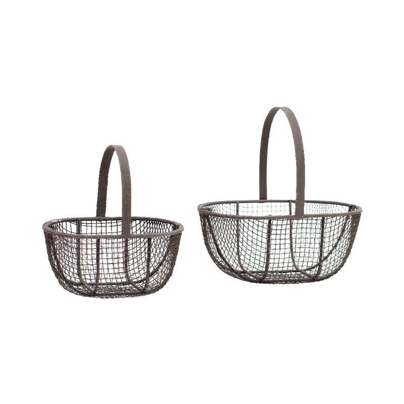 Kovový košík retro hnědý (set 2ks) 11,2/14cm