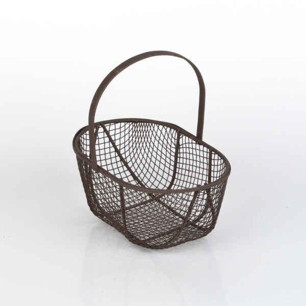 Kovový košík retro hnědý (set 2ks) 11,2/14cm