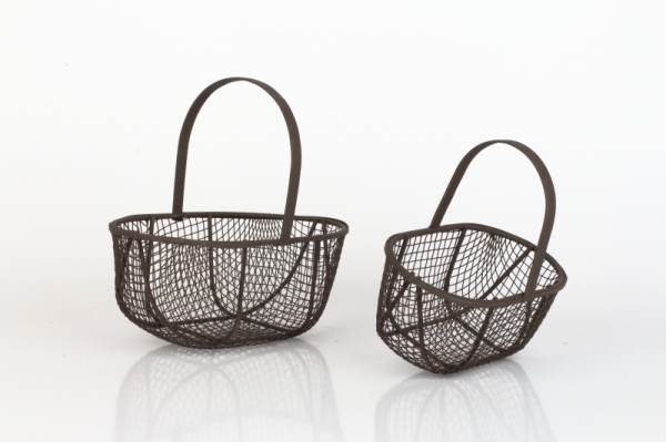 Kovový košík retro hnědý (set 2ks) 11,2/14cm