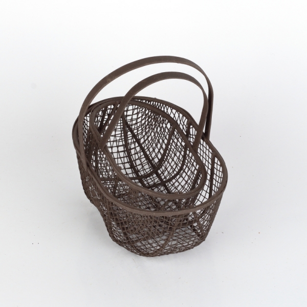 Kovový košík retro hnědý (set 2ks) 11,2/14cm