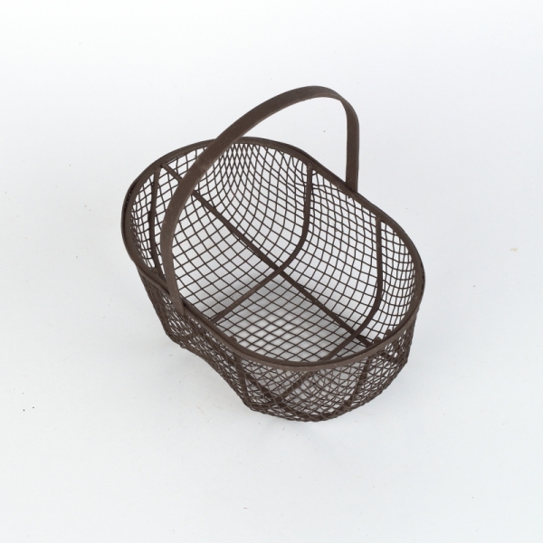 Kovový košík retro hnědý (set 2ks) 11,2/14cm