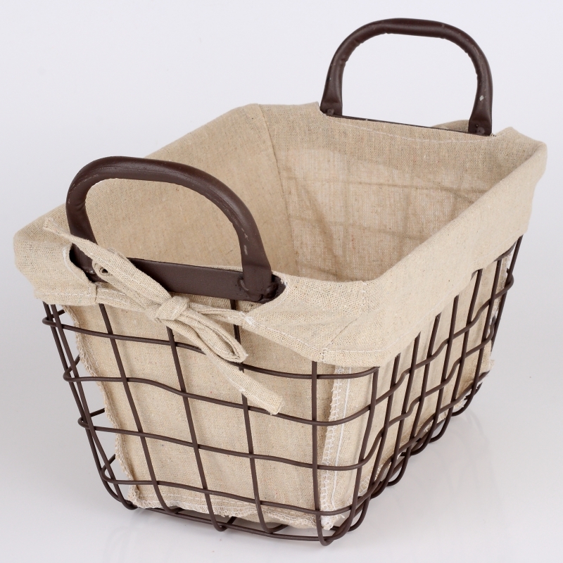 Kovový košík s látkou 30x20x17cm