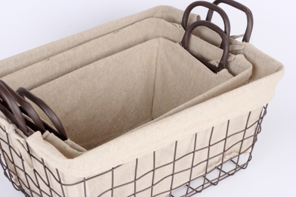 Kovový košík s látkou 30x20x17cm