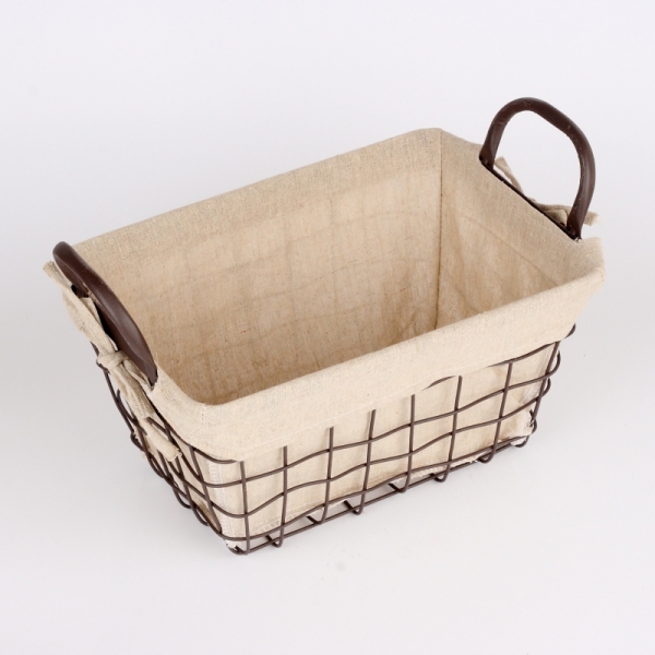 Kovový košík s látkou 30x20x17cm