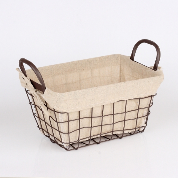 Kovový košík s látkou 30x20x17cm