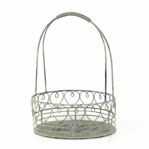Kovový košík s patinou srdce 20x30cm