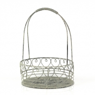 Kovový košík s patinou srdce 20x30cm
