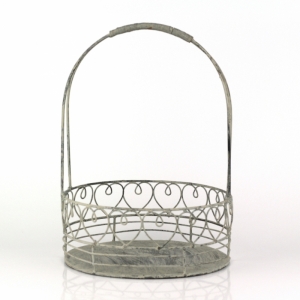 Kovový košík s patinou srdce 27x36cm
