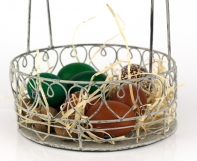 Kovový košík s patinou srdce 27x36cm