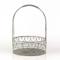 Kovový košík s patinou srdce 27x36cm