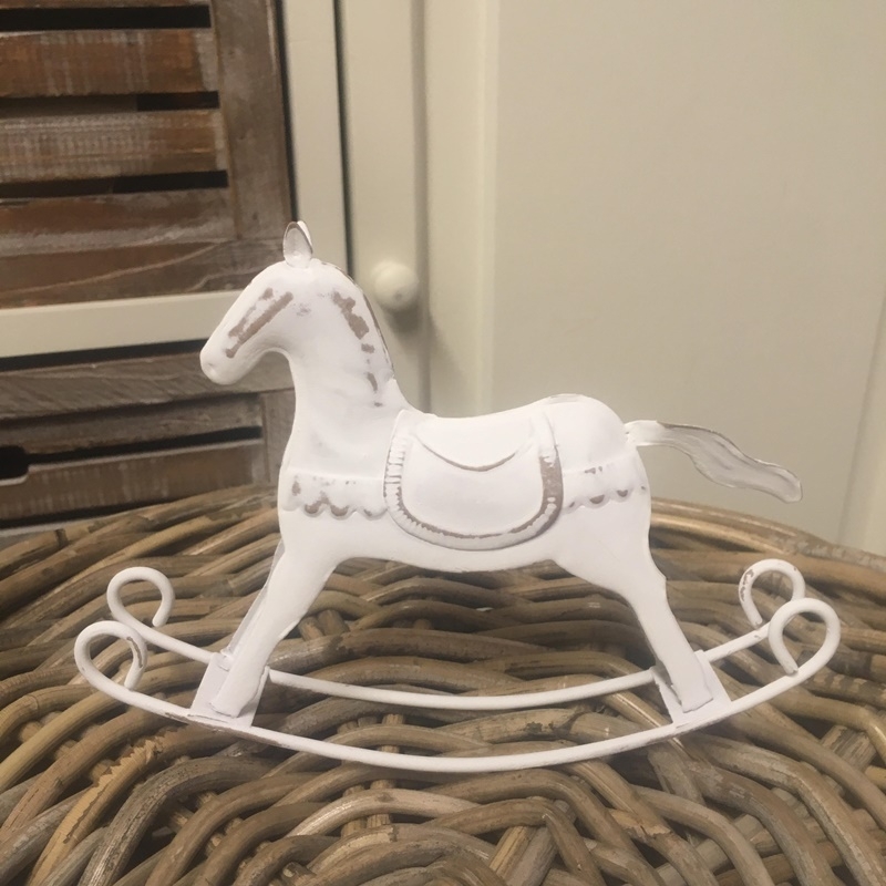 Kovový kůň bílý 16x12,5cm