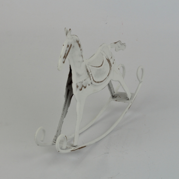 Kovový kůň bílý 16x12,5cm