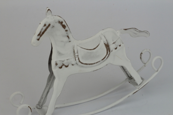 Kovový kůň bílý 16x12,5cm