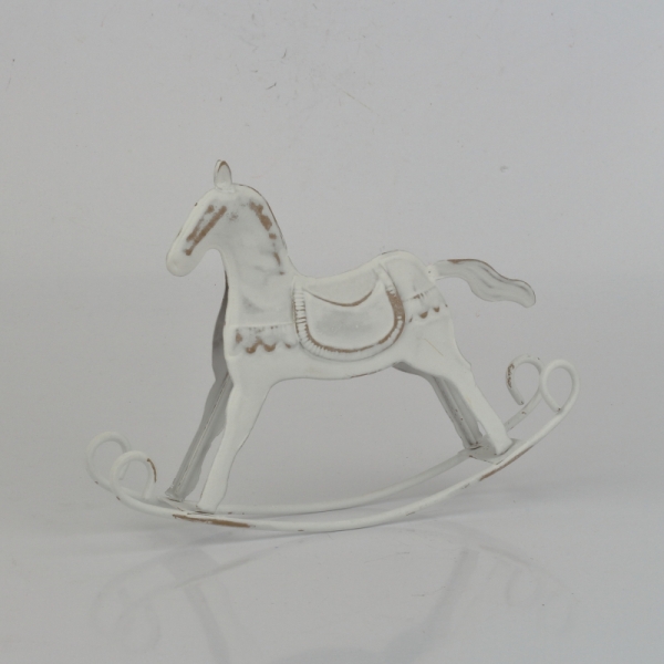 Kovový kůň bílý 16x12,5cm